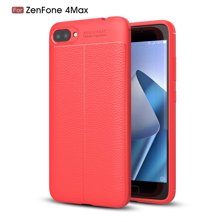 Litchi Grain PU Leather Coated TPU Mobile Phone Shell for Asus ZenFone 4 Max / 4 Max Pro / 4 Max Plus (ZC554KL) - Red-1