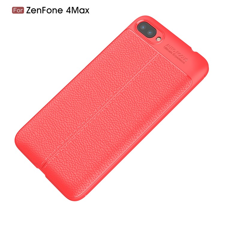 Litchi Grain PU Leather Coated TPU Mobile Phone Shell for Asus ZenFone 4 Max / 4 Max Pro / 4 Max Plus (ZC554KL) - Red-2