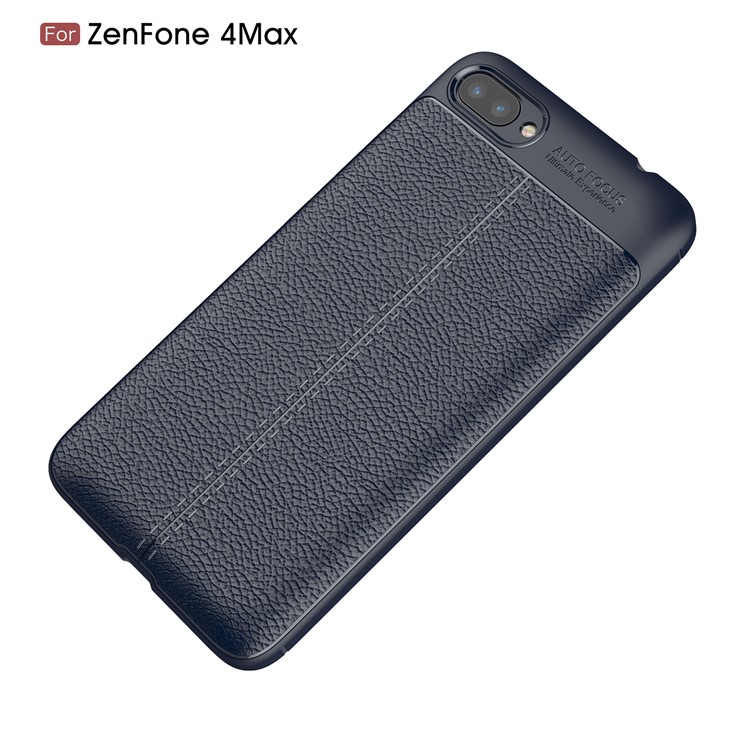 Litchi Grain PU Leather Coated TPU Case Phone Accessories Mobile for Asus ZenFone 4 Max / 4 Max Pro / 4 Max Plus (ZC554KL) - Dark Blue-2