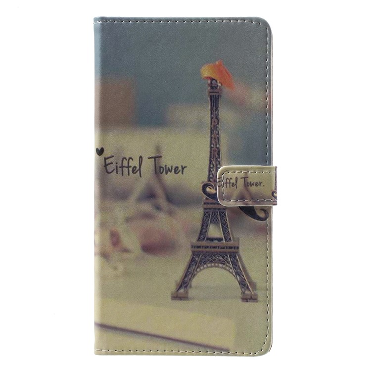 Pattern Printing Stand Leather Card Slots Mobile Case for Asus ZenFone 4 Max / 4 Max Pro / 4 Max Plus (ZC554KL) - Eiffel Tower and Mustache-1