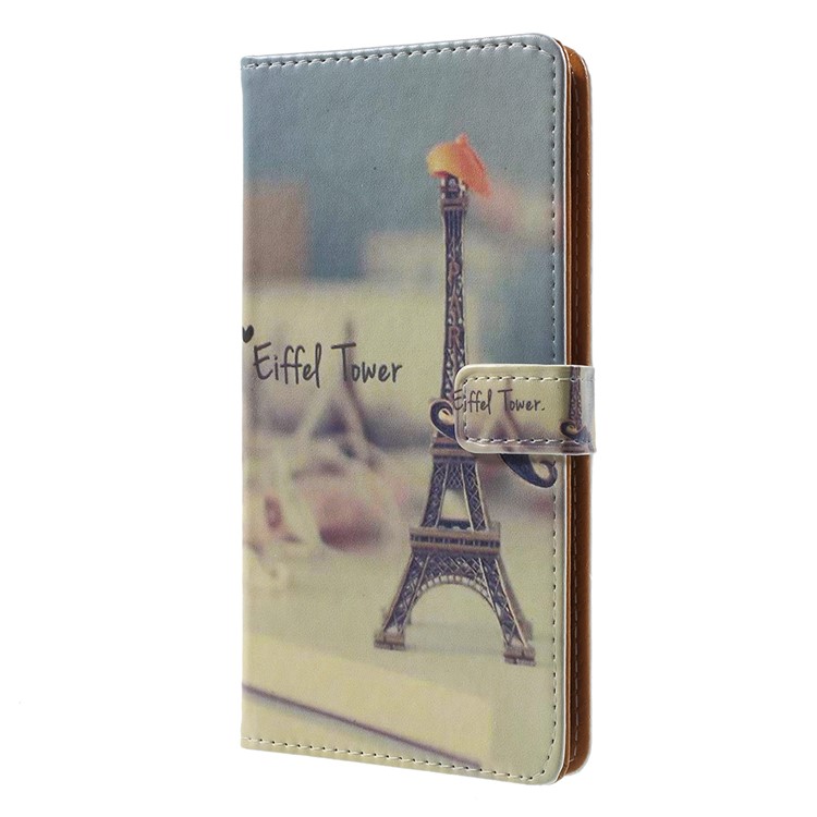 Pattern Printing Stand Leather Card Slots Mobile Case for Asus ZenFone 4 Max / 4 Max Pro / 4 Max Plus (ZC554KL) - Eiffel Tower and Mustache-2