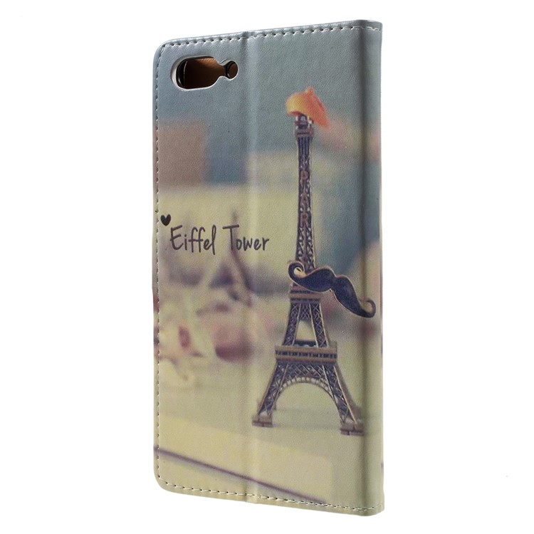 Pattern Printing Stand Leather Card Slots Mobile Case for Asus ZenFone 4 Max / 4 Max Pro / 4 Max Plus (ZC554KL) - Eiffel Tower and Mustache-3