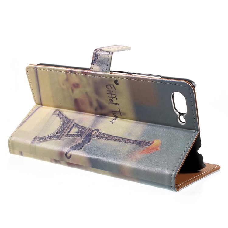 Pattern Printing Stand Leather Card Slots Mobile Case for Asus ZenFone 4 Max / 4 Max Pro / 4 Max Plus (ZC554KL) - Eiffel Tower and Mustache-4