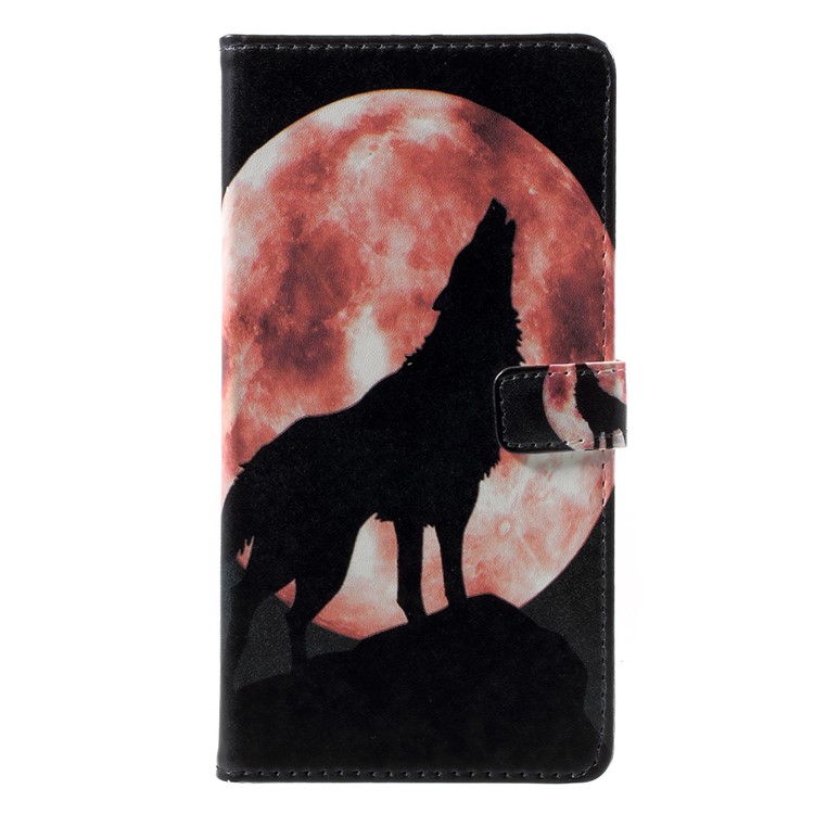 Pattern Printing PU Leather Case with Stand for Asus ZenFone 4 Max / 4 Max Pro / 4 Max Plus (ZC554KL) - Wolf Howling at the Moon-1
