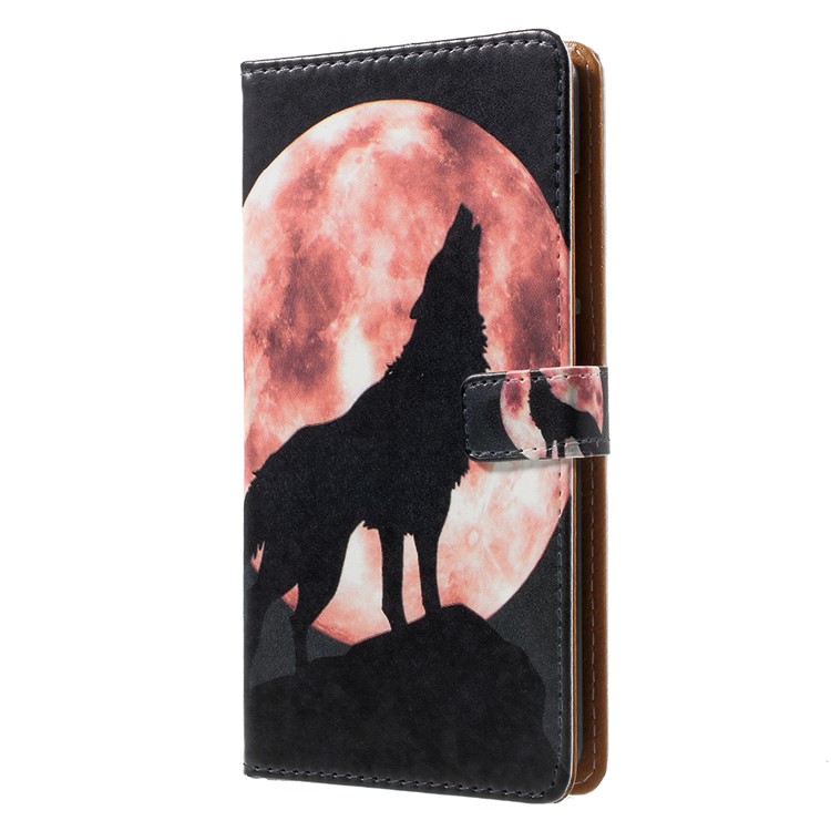 Pattern Printing PU Leather Case with Stand for Asus ZenFone 4 Max / 4 Max Pro / 4 Max Plus (ZC554KL) - Wolf Howling at the Moon-2