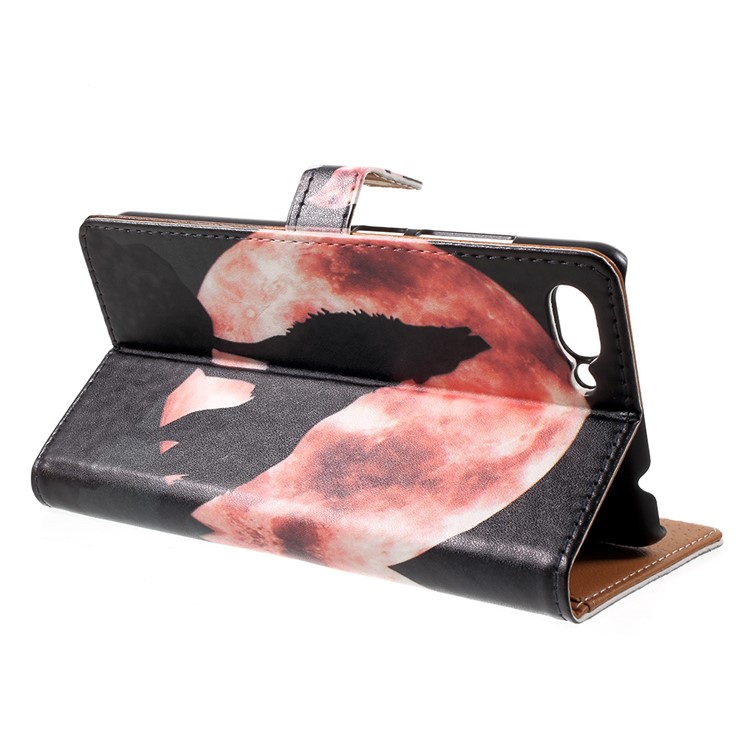 Pattern Printing PU Leather Case with Stand for Asus ZenFone 4 Max / 4 Max Pro / 4 Max Plus (ZC554KL) - Wolf Howling at the Moon-4