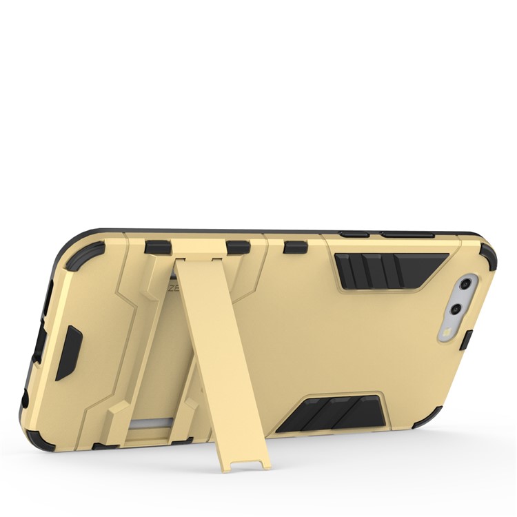 Shockproof PC + TPU Hybrid Kickstand Mobile Phone Case for Asus ZenFone 4 (ZE554KL) - Gold-4