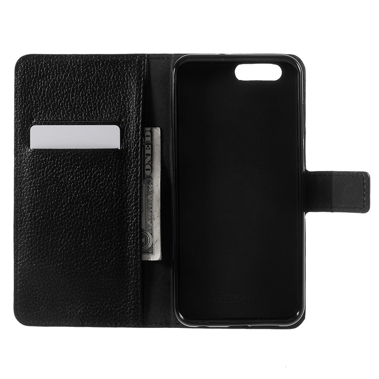 For Asus Zenfone 4 ZE554KL Litchi Texture Card Holder PU Leather Phone Cover - Black-6