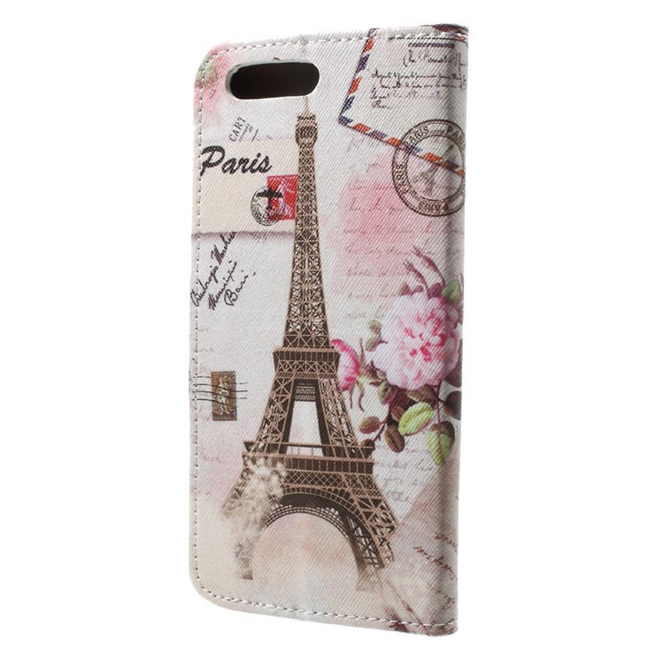 Patrón de impresión de pie Wallet Funda de cuero para Asus ZenFone 4(ZE554KL) - Torre Eiffel y Flores-2