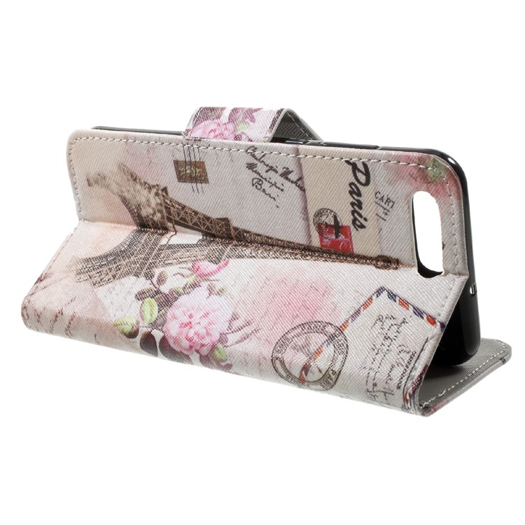 Patrón de impresión de pie Wallet Funda de cuero para Asus ZenFone 4(ZE554KL) - Torre Eiffel y Flores-4