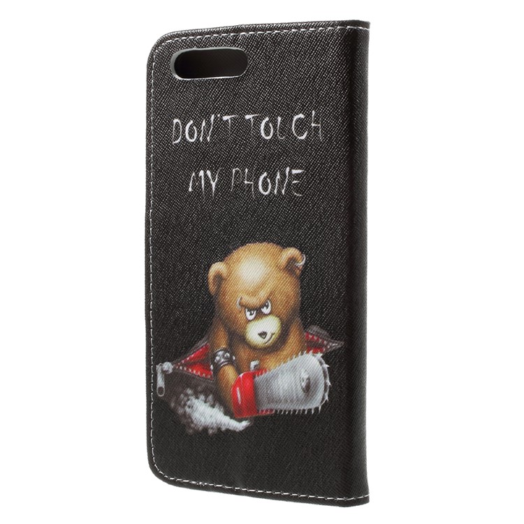 Pattern Printing Stand Wallet Leather Shell for Asus ZenFone 4 (ZE554KL) - Angry Bear and Warning Words-2