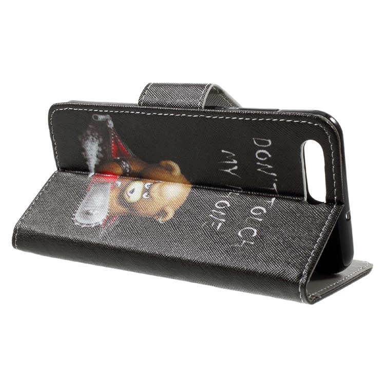 Pattern Printing Stand Wallet Leather Shell for Asus ZenFone 4 (ZE554KL) - Angry Bear and Warning Words-4