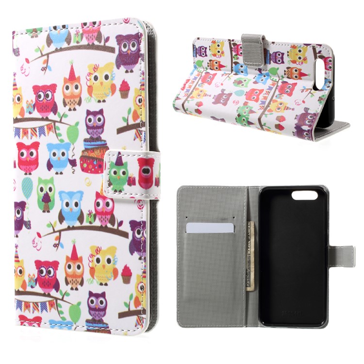 Patterned PU Leather Wallet Stand Cell Phone Case for Asus ZenFone 4 (ZE554KL) - Lovely Little Owls-1