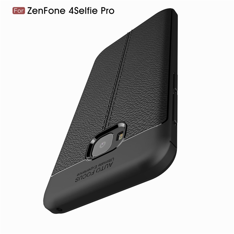 Litchi Grain Soft TPU Back Casing for Asus Zenfone 4 Selfie Pro ZD552KL - Black-10