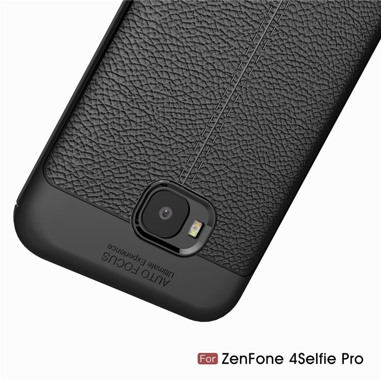 Litchi Grain Soft TPU Back Casing for Asus Zenfone 4 Selfie Pro ZD552KL - Black-11