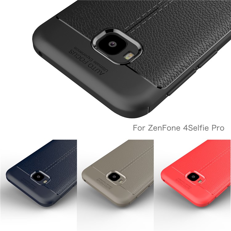 Litchi Grain Soft TPU Back Casing for Asus Zenfone 4 Selfie Pro ZD552KL - Black-14