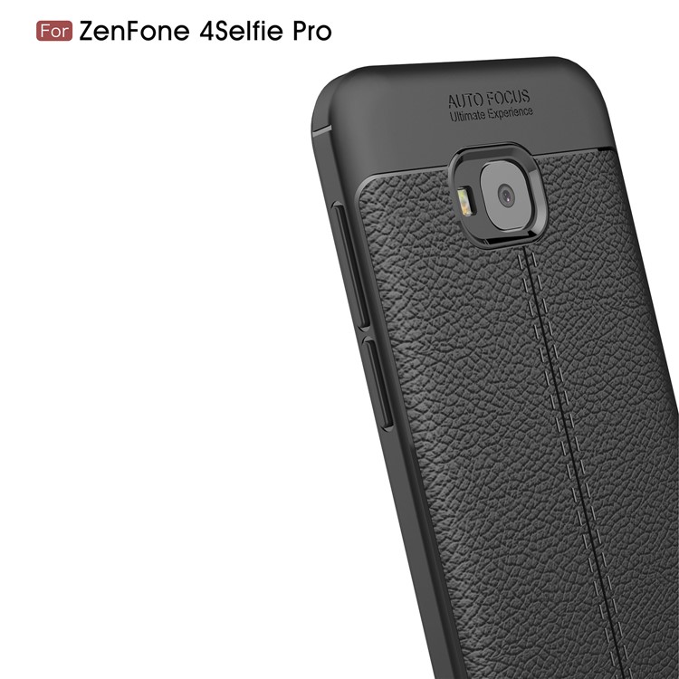 Litchi Grain Soft TPU Back Casing for Asus Zenfone 4 Selfie Pro ZD552KL - Black-3