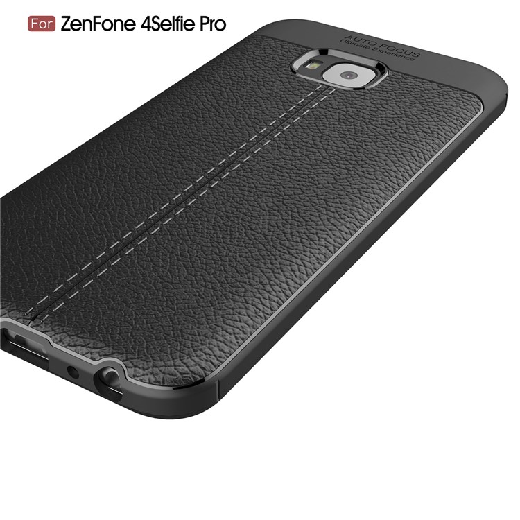 Litchi Grain Soft TPU Back Casing for Asus Zenfone 4 Selfie Pro ZD552KL - Black-4