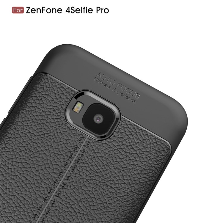 Litchi Grain Soft TPU Back Casing for Asus Zenfone 4 Selfie Pro ZD552KL - Black-5