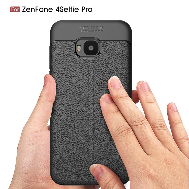 Litchi Grain Soft TPU Back Casing for Asus Zenfone 4 Selfie Pro ZD552KL - Black-7