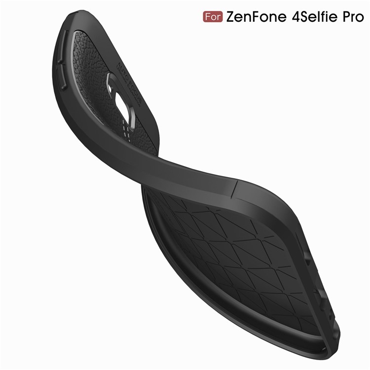 Litchi Grain Soft TPU Back Casing for Asus Zenfone 4 Selfie Pro ZD552KL - Black-9