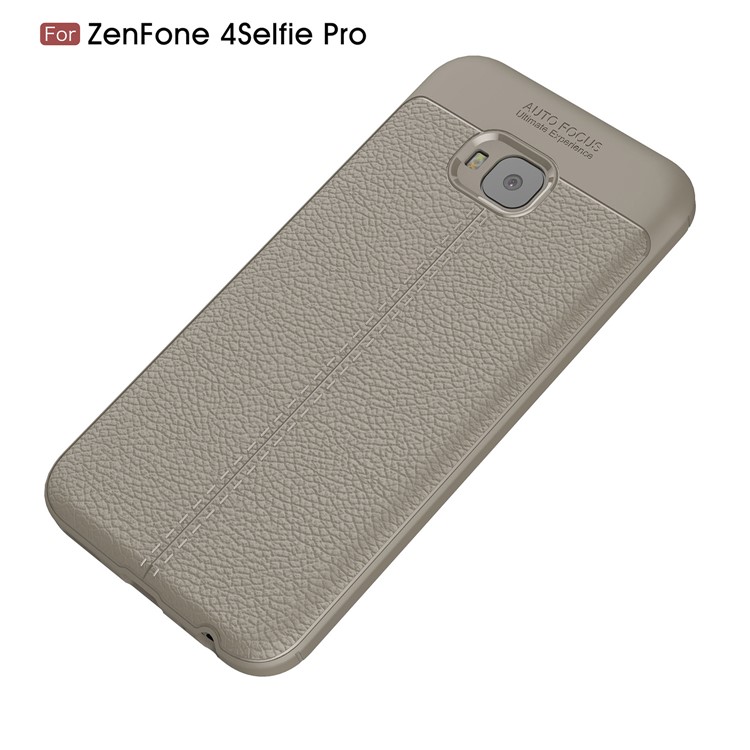 Litchi Grain Soft TPU Back Case for Asus Zenfone 4 Selfie Pro ZD552KL - Grey-2