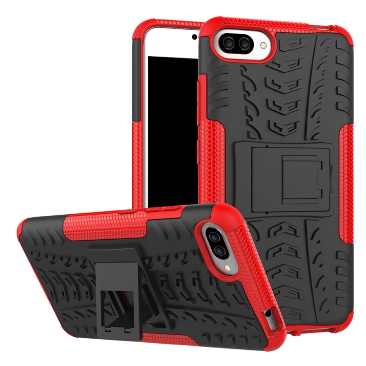 Cool Tyre Kickstand PC + TPU Hybrid Shell for Asus Zenfone 4 Max /4 Max Pro /4 Max Plus ZC554KL - Red-1
