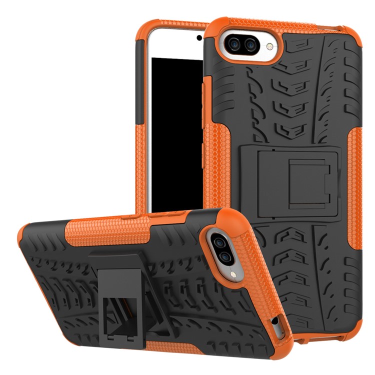 Cool Tyre Kickstand PC TPU Combo Kickstand Cover for Asus Zenfone 4 Max /4 Max Pro /4 Max Plus ZC554KL - Orange-1