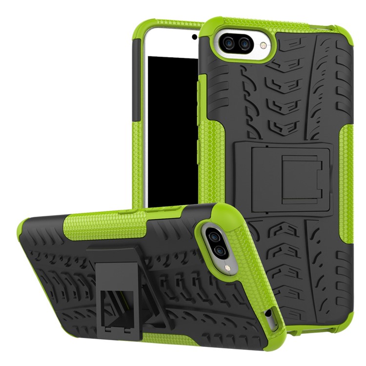 Cool Tyre Kickstand PC TPU Hybrid Phone Case for Asus Zenfone 4 Max /4 Max Pro /4 Max Plus ZC554KL - Green-1