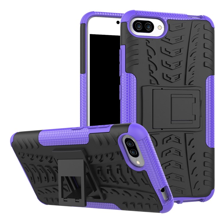 Cool Tyre Kickstand PC + TPU Hybrid Mobile Case for Asus Zenfone 4 Max /4 Max Pro /4 Max Plus ZC554KL - Purple-1