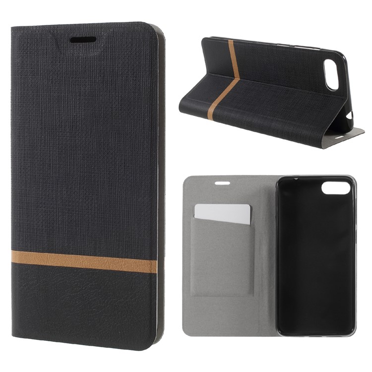 Cross Pattern Leather Card Holder Phone Case (Built-in Steel Sheet) for Asus ZenFone 4 Max ZC520KL- Black-1