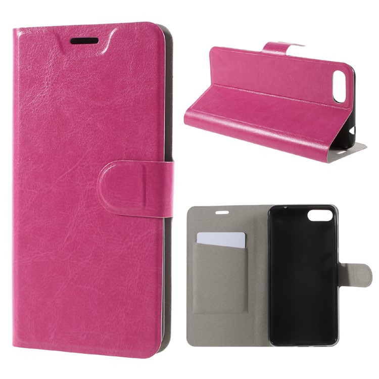 Crazy Horse Wallet Magnetic Stand Leather Case for Asus ZenFone 4 Max ZC520KL - Rose-1