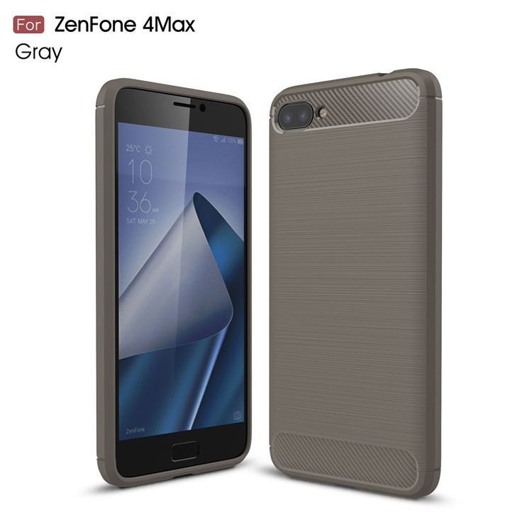 Carbon Fiber Texture Brushed TPU Mobile Phone Cover for Asus Zenfone 4 Max ZC520KL - Grey-1