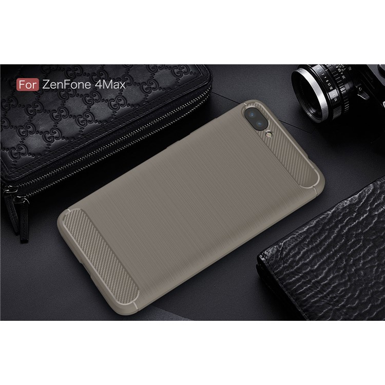 Carbon Fiber Texture Brushed TPU Mobile Phone Cover for Asus Zenfone 4 Max ZC520KL - Grey-2