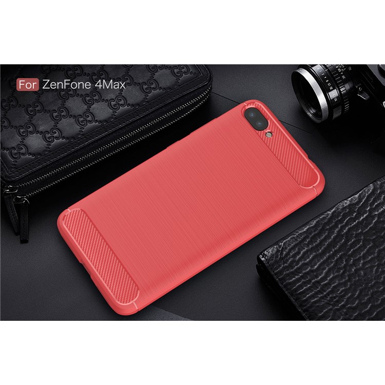 Carbon Fiber Texture Brushed TPU Mobile Phone Shell for Asus Zenfone 4 Max ZC520KL - Red-2