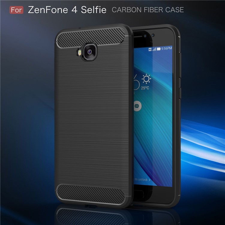 Carbon Fiber Texture Brushed TPU Mobile Phone Case for Asus Zenfone 4 Selfie ZD553KL/ 4 Selfie ZB553KL/ 4 Selfie Lite ZB553KL - Black-2