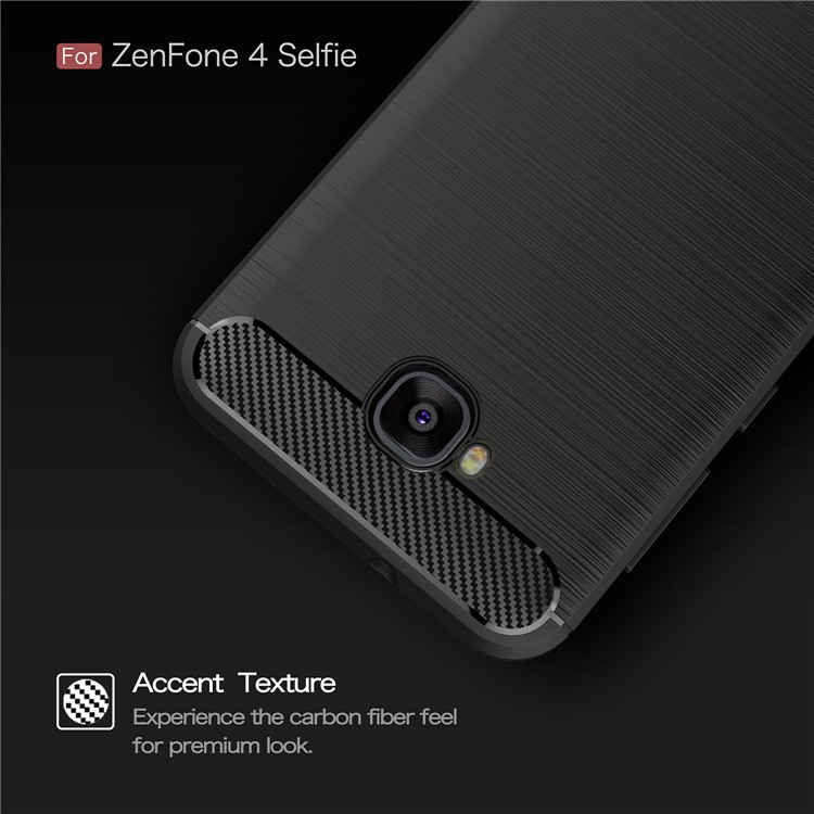 Carbon Fiber Texture Brushed TPU Mobile Phone Case for Asus Zenfone 4 Selfie ZD553KL/ 4 Selfie ZB553KL/ 4 Selfie Lite ZB553KL - Black-4