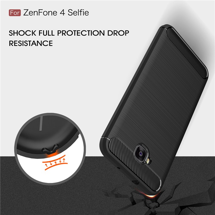 Carbon Fiber Texture Brushed TPU Mobile Phone Case for Asus Zenfone 4 Selfie ZD553KL/ 4 Selfie ZB553KL/ 4 Selfie Lite ZB553KL - Black-6