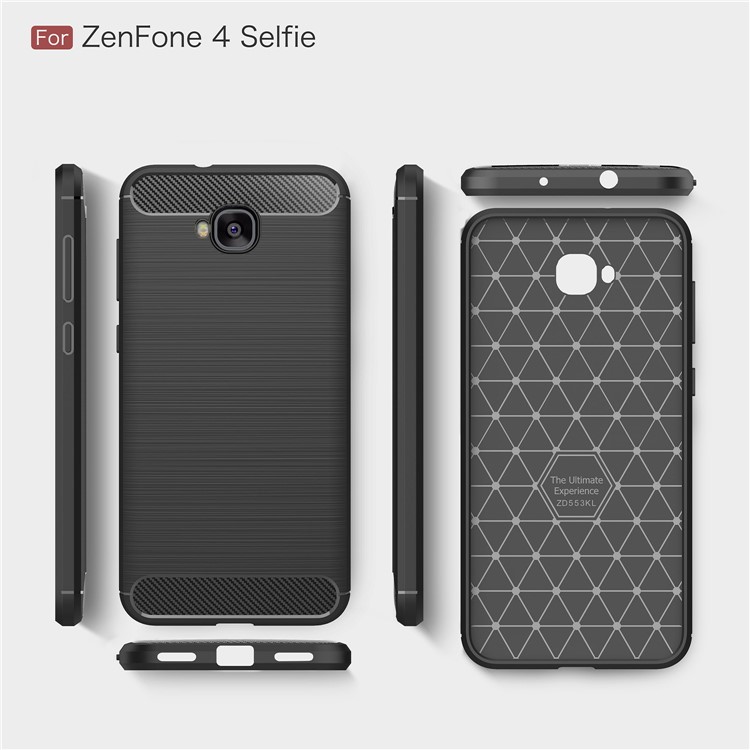 Carbon Fiber Texture Brushed TPU Mobile Phone Case for Asus Zenfone 4 Selfie ZD553KL/ 4 Selfie ZB553KL/ 4 Selfie Lite ZB553KL - Black-9