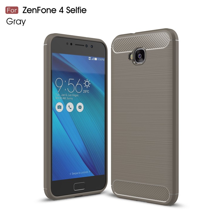 Carbon Fiber Texture Brushed TPU Mobile Phone Cover for Asus Zenfone 4 Selfie ZD553KL/ 4 Selfie ZB553KL/ 4 Selfie Lite ZB553KL - Grey-1