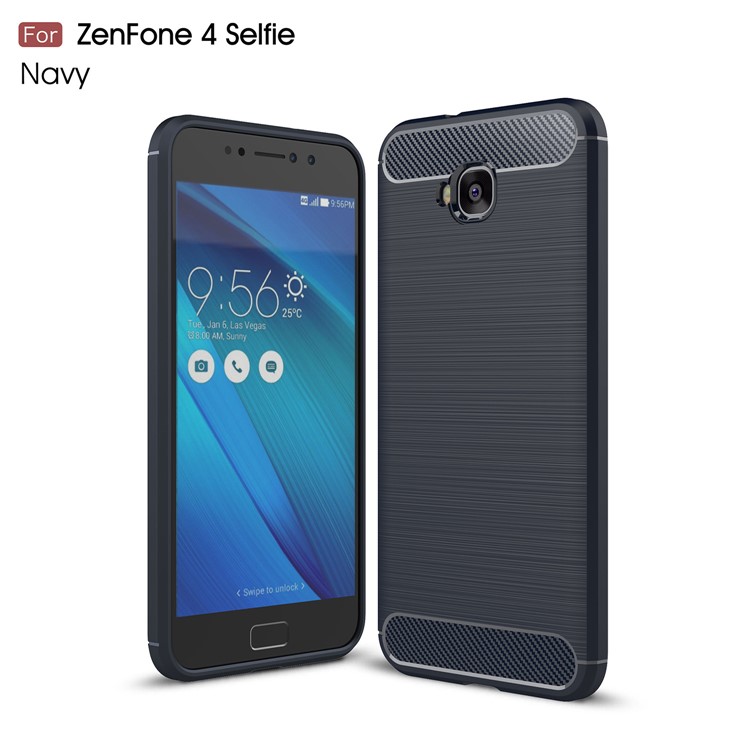 Carbon Fiber Texture Brushed TPU Cell Phone Cover for Asus Zenfone 4 Selfie ZD553KL/ 4 Selfie ZB553KL/ 4 Selfie Lite ZB553KL - Dark Blue-1