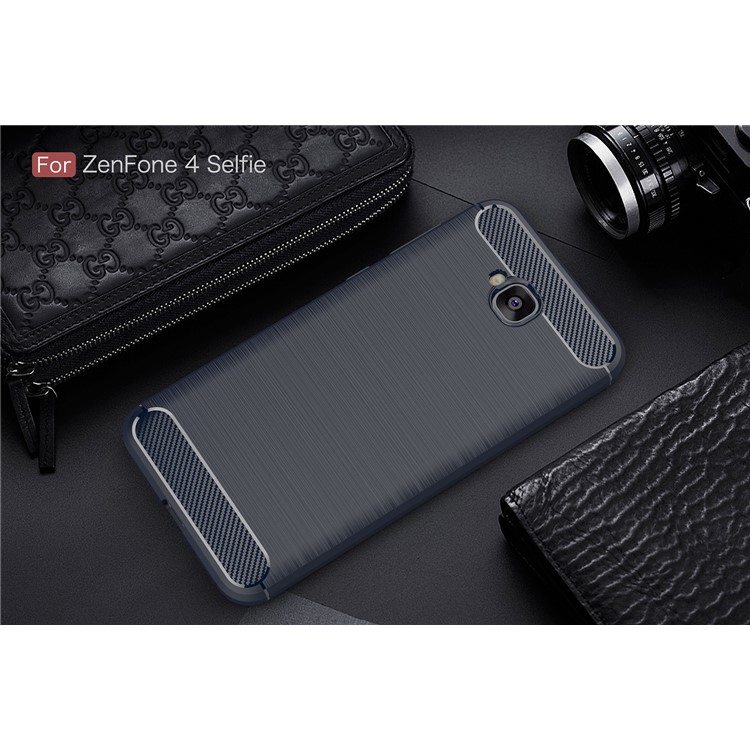 Carbon Fiber Texture Brushed TPU Cell Phone Cover for Asus Zenfone 4 Selfie ZD553KL/ 4 Selfie ZB553KL/ 4 Selfie Lite ZB553KL - Dark Blue-2