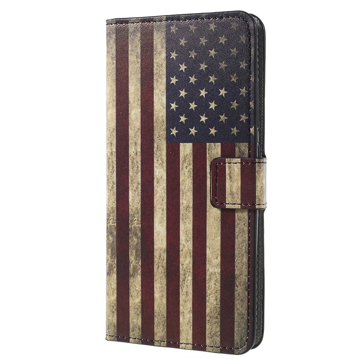 Pattern Printing PU Leather Magnetic Wallet Stand Protective Phone Case for Asus ZenFone 4 Max (ZC554KL) / 4 Max Pro (ZC554KL) / 4 Max Plus (ZC554KL) - Flag of America-2