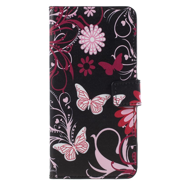 Pattern Printing PU Leather Magnetic Wallet Stand Protective Phone Cover for Asus ZenFone 4 Max (ZC554KL) / 4 Max Pro (ZC554KL) / 4 Max Plus (ZC554KL) - Butterfly Flower-1