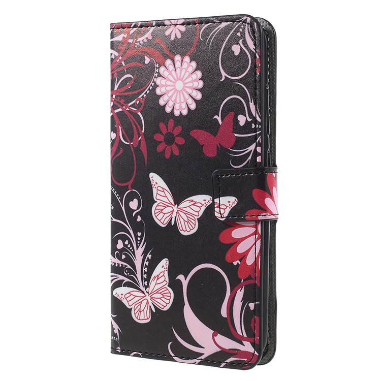 Pattern Printing PU Leather Magnetic Wallet Stand Protective Phone Cover for Asus ZenFone 4 Max (ZC554KL) / 4 Max Pro (ZC554KL) / 4 Max Plus (ZC554KL) - Butterfly Flower-2