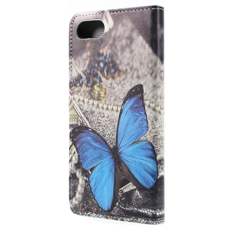 Pattern Printing PU Leather Magnetic Wallet Stand Protective Mobile Phone Shell for Asus ZenFone 4 Max (ZC554KL) / 4 Max Pro (ZC554KL) / 4 Max Plus (ZC554KL) - Blue Butterfly-3