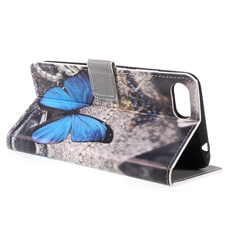 Pattern Printing PU Leather Magnetic Wallet Stand Protective Mobile Phone Shell for Asus ZenFone 4 Max (ZC554KL) / 4 Max Pro (ZC554KL) / 4 Max Plus (ZC554KL) - Blue Butterfly-5