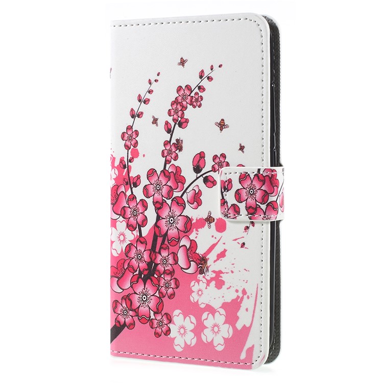 Pattern Printing PU Leather Magnetic Wallet Stand Protective Cell Phone Shell for Asus ZenFone 4 Max (ZC554KL) / 4 Max Pro (ZC554KL) / 4 Max Plus (ZC554KL) - Peach Flower-2