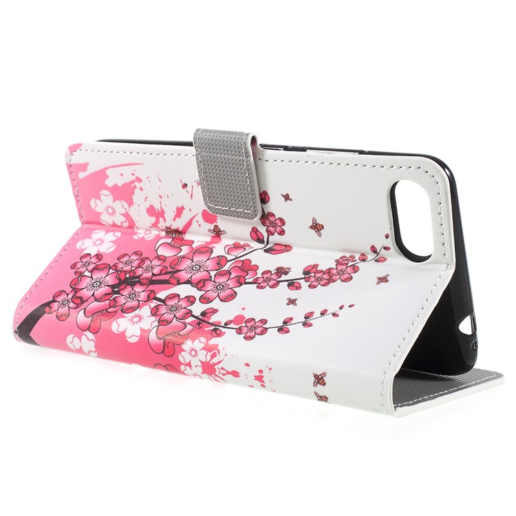 Pattern Printing PU Leather Magnetic Wallet Stand Protective Cell Phone Shell for Asus ZenFone 4 Max (ZC554KL) / 4 Max Pro (ZC554KL) / 4 Max Plus (ZC554KL) - Peach Flower-5