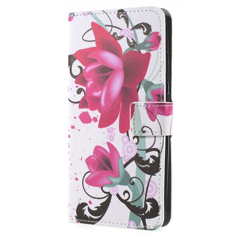 Pattern Printing PU Leather Magnetic Wallet Stand Protective Mobile Phone Case for Asus ZenFone 4 Max (ZC554KL) / 4 Max Pro (ZC554KL) / 4 Max Plus (ZC554KL) - Rose Flower-2